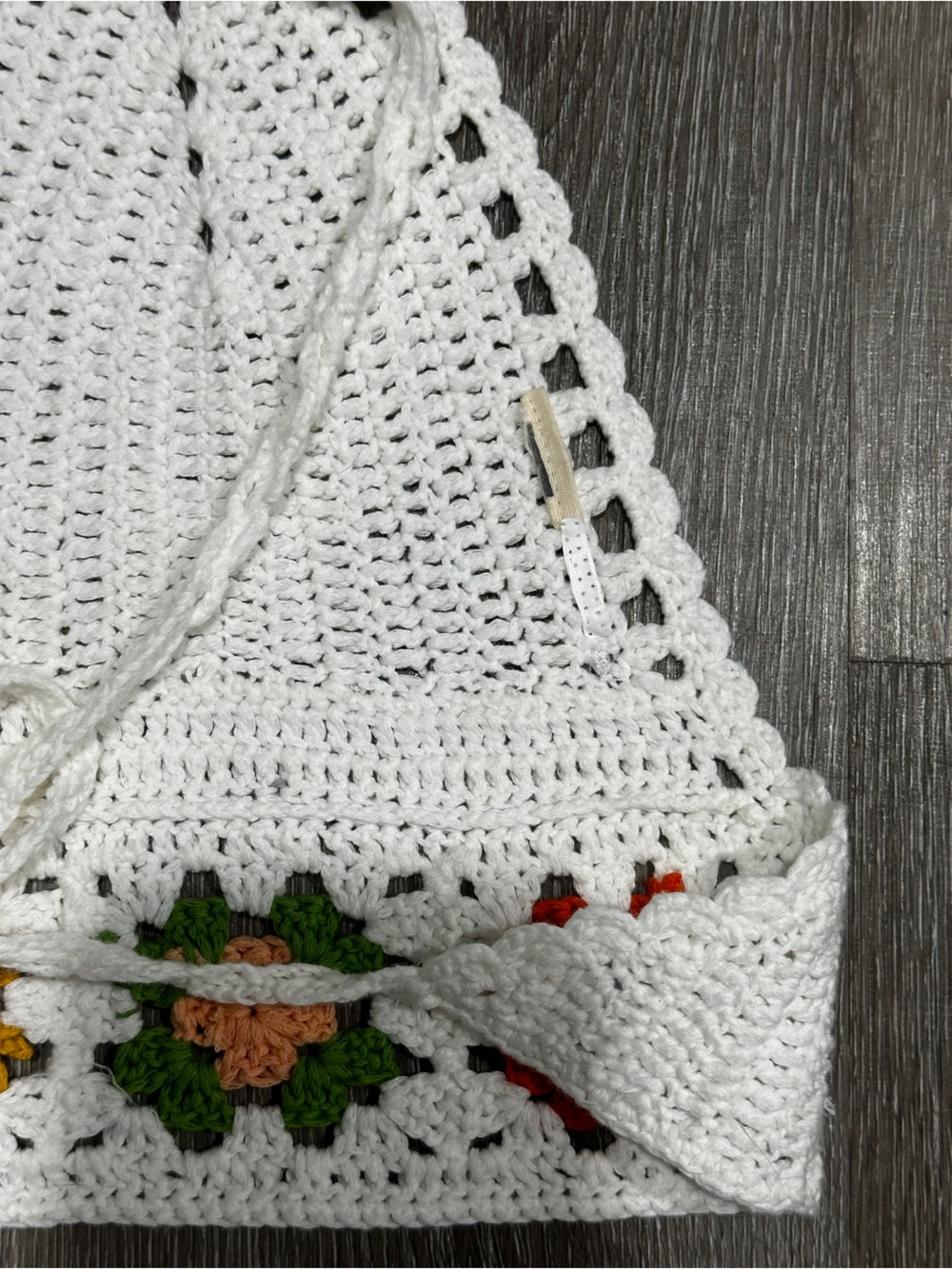 Crochet Halter Top Granny Square Floral Festival Boho Fairycore Tie Back Top - Picture 6 of 10